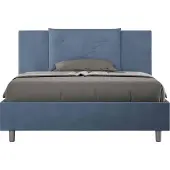 Ityhome - Letto matrimoniale francese con rete imbottito 140x190 microfibra blu Appia