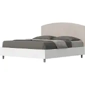 Ityhome - Letto con rete 160x200 struttura bianco frassino testata microfibra sabbia Antilia