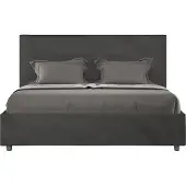 Ityhome - Letto matrimoniale francese con rete imbottito 140x210 microfibra grigio Mika
