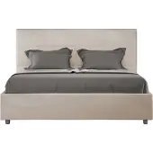 Ityhome - Letto matrimoniale francese con rete imbottito 140x210 microfibra sabbia Mika