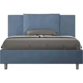 Ityhome - Letto matrimoniale francese contenitore imbottito 140x190 microfibra blu Antea