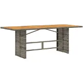 Syfax Tavolo Giardino Piano Legno Acacia Grigio 190x80x75 Polyrattan