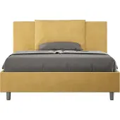Ityhome - Letto matrimoniale francese contenitore imbottito 140x190 microfibra ocra Antea