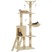 Syfax Albero per Gatti con Tiragraffi in Sisal 138 cm Beige