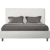 Ityhome - Letto matrimoniale francese con rete imbottito 140x210 Pelle finta bianco Focus