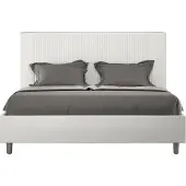 Ityhome - Letto matrimoniale francese contenitore imbottito 140x210 Pelle finta bianco Goya