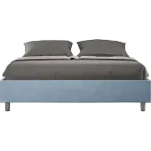 Ityhome - Letto con rete imbottito 160x200 microfibra azzurro Azelia