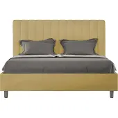 Ityhome - Letto contenitore imbottito 160x210 microfibra ocra Agueda
