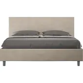 Ityhome - Letto contenitore imbottito 160x210 microfibra sabbia Adele