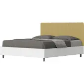 Ityhome - Letto senza rete 160x190 struttura bianco frassino testata microfibra ocra Kaia