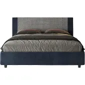 Ityhome - Letto senza rete imbottito 160x210 tessuto Labirinto 09 blu Rosal