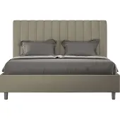 Ityhome - Letto matrimoniale francese senza rete imbottito 140x190 Pelle finta cappuccino Agueda