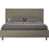 Ityhome - Letto senza rete imbottito 160x210 Pelle finta cappuccino Sunny
