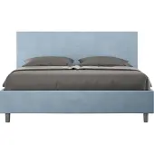 Ityhome - Letto senza rete imbottito 160x210 microfibra azzurro Adele
