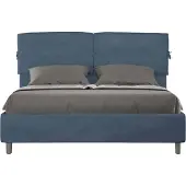 Ityhome - Letto senza rete imbottito 160x210 microfibra blu Nandy