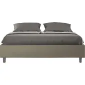 Ityhome - Letto matrimoniale francese con rete imbottito 140x210 Pelle finta cappuccino Azelia