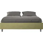 Ityhome - Letto matrimoniale francese con rete imbottito 140x210 microfibra tè verde Azelia