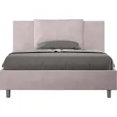 Ityhome - Letto matrimoniale francese con rete imbottito 140x190 microfibra glicine Antea