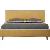 Itamoby - Letto con rete imbottito 160x210 microfibra ocra Adele