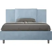 Ityhome - Letto matrimoniale francese con rete imbottito 140x190 microfibra azzurro Antea