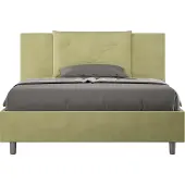 Ityhome - Letto matrimoniale francese con rete imbottito 140x190 microfibra tè verde Appia