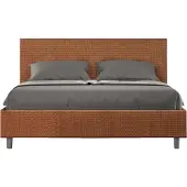 Ityhome - Letto senza rete imbottito 160x210 tessuto Labirinto 04 arancio Adele