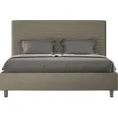 Ityhome - Letto matrimoniale francese contenitore imbottito 140x210 Pelle finta cappuccino Sunny