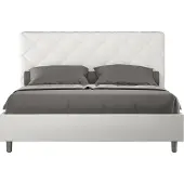 Ityhome - Letto matrimoniale francese contenitore imbottito 140x210 Pelle finta bianco Priya