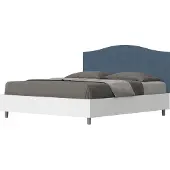 Ityhome - Letto con rete 160x200 struttura bianco frassino testata microfibra blu Grace