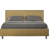 Ityhome - Letto contenitore imbottito 160x210 tessuto Labirinto 06 giallo Adele