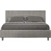 Ityhome - Letto senza rete imbottito 160x210 tessuto Labirinto 02 grigio Adele