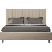 Ityhome - Letto senza rete imbottito 160x210 Pelle finta tortora Agueda