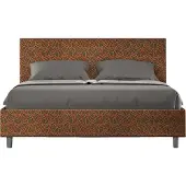 Ityhome - Letto con rete imbottito 160x210 tessuto Era 04 arancio Adele