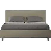 Ityhome - Letto senza rete imbottito 160x210 Pelle finta cappuccino Adele