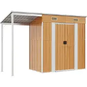 Syfax Capannone Tetto Esteso Marrone Chiaro 277x107x181cm Acciaio