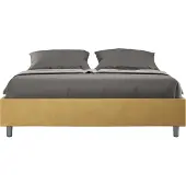 Ityhome - Letto matrimoniale francese senza rete imbottito 140x190 microfibra ocra Azelia