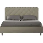 Ityhome - Letto matrimoniale francese contenitore imbottito 140x210 Pelle finta cappuccino Priya