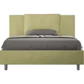 Ityhome - Letto matrimoniale francese contenitore imbottito 140x190 microfibra tè verde Antea