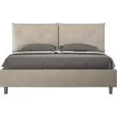 Ityhome - Letto contenitore imbottito 160x200 microfibra sabbia Appia