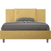 Ityhome - Letto matrimoniale francese senza rete imbottito 140x210 microfibra ocra Appia