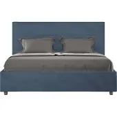 Ityhome - Letto matrimoniale francese contenitore imbottito 140x210 microfibra blu Mika