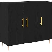 Syfax Credenza Rovere Nero 90 x 34 x 80 cm Legno multistrato