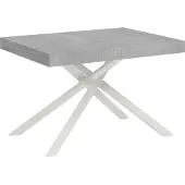 Ityhome - Tavolo allungabile 130/234x90 cm Karida cemento gambe bianche