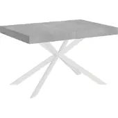 Ityhome - Tavolo allungabile 140/224x80 cm Plaker cemento gambe bianche