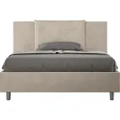 Ityhome - Letto matrimoniale francese senza rete imbottito 140x210 microfibra sabbia Appia