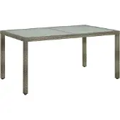 Syfax Tavolo Giardino 150x90x75cm Vetro Temperato e Polyrattan Grigio