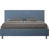 Ityhome - Letto matrimoniale francese contenitore imbottito 140x190 microfibra blu Adele
