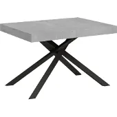 Ityhome - Tavolo allungabile 130/390x90 cm Karida cemento gambe antracite