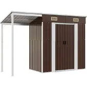 Syfax Capanno Giardino Tetto Esteso Marrone 277x107x181cm Acciaio
