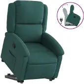 Syfax Poltrona Alzapersona Reclinabile Verde Scuro in Tessuto